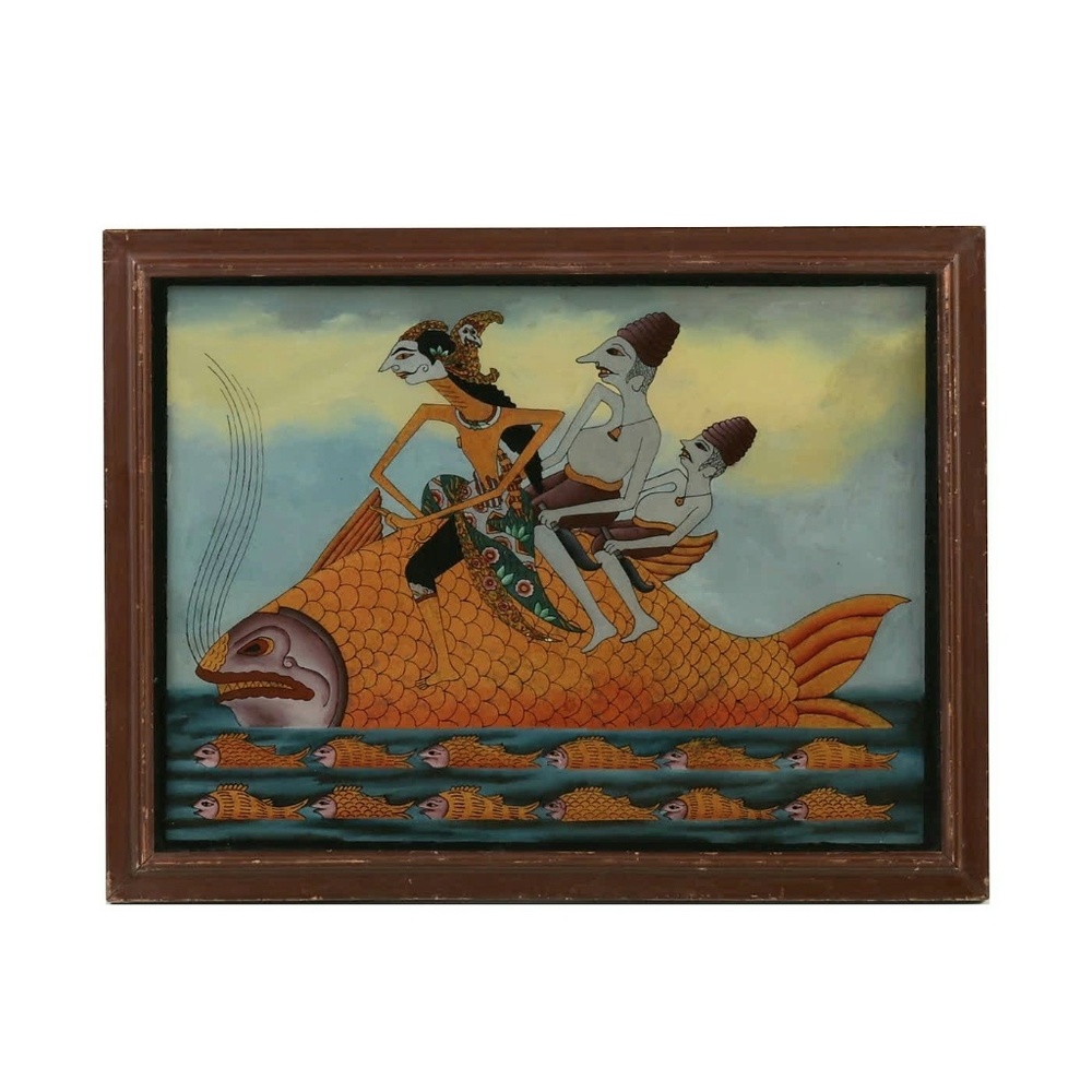Antique Javanese Indonesian Reverse Glass Painting